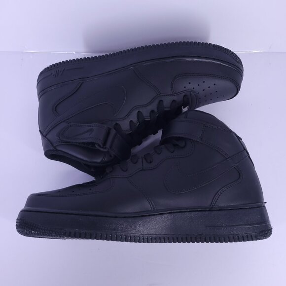 Nike Air Force 1 Mid '07 Black Leather Sneakers Size 11 CW2289-001 - Picture 10 of 16